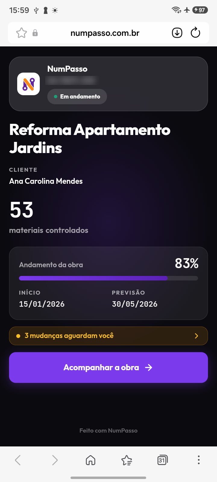 A obra como o cliente vê pelo link, no navegador